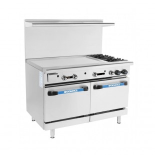 Turbo Air TARG-36G2B_LP 48 Inch Gas Restaurant Range 2 Burner 32000 BTU with 36 Inch Griddle