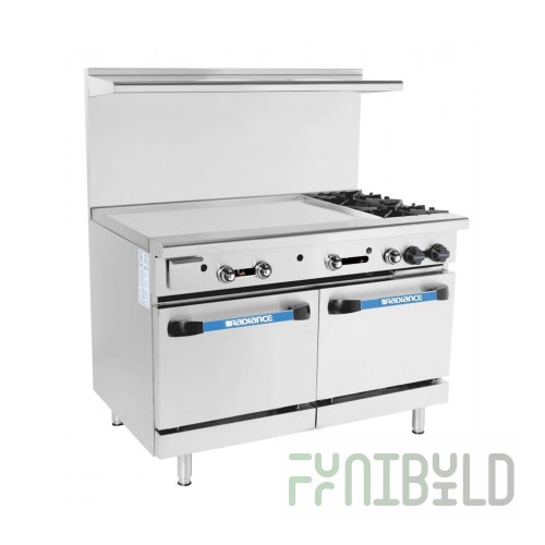 Turbo Air TARG-36G2B_LP 48 Inch Gas Restaurant Range 2 Burner 32000 BTU with 36 Inch Griddle