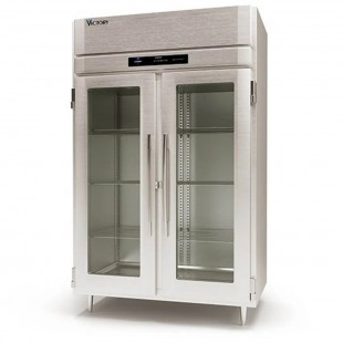 Victory HSA-2D-1-EW-GD 58 Inch Heated Cabinet Reach-In Two Section Stainless Steel with Glass Doors
