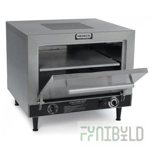 Nemco 6205-240 25 Inch Electric Pizza Oven 2-Deck Stainless Steel with Removable Fibrament Decks