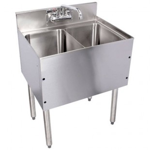 Glastender C-DSB-48 48 Inch Underbar Sink Unit Stainless Steel with Drainboards