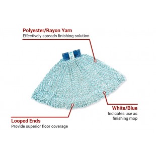 Rubbermaid FGD51206WH00 Medium Mop Head 1 Inch 4-ply yarn Looped end Assorted Rubbermaid FGD51206WH00 Medium Mop Head 1 Inch 4-ply yarn Looped end Assorted