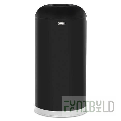 Rubbermaid Commercial Products FGR32EGLBK 15 Inch Diameter Steel Waste Receptacle Black