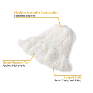 Rubbermaid FGT20006WH00 Finish Mop Medium Filament Yarn 1 Inch Headband White Rubbermaid FGT20006WH00 Finish Mop Medium Filament Yarn 1 Inch Headband White