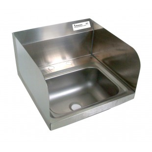 BK Resources BKHS-D-1410-SSB-P-G 14 Inch Hand Sink Wall Mounted with Side Splash Stainless Steel