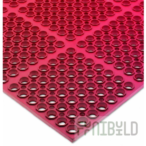 San Jamar KM2200 36 Inch Kitchen Mat Anti-Fatigue Red Rubber Grease-Proof