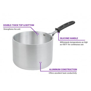 Vollrath 69444 4-1/2 Quart Heavy-Duty Straight Sided Sauce Pan Aluminum with Handle