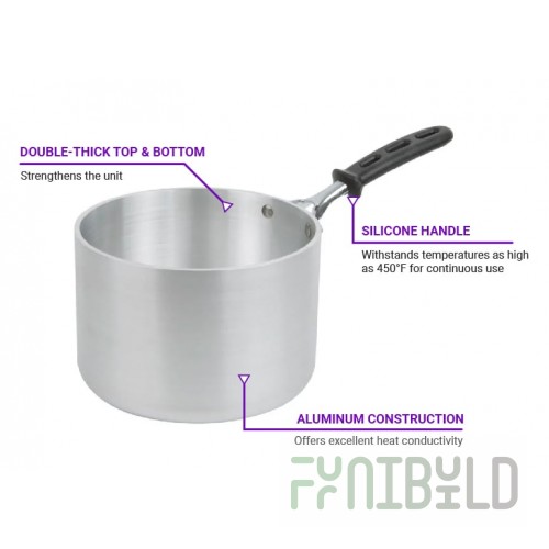 Vollrath 69444 4-1/2 Quart Heavy-Duty Straight Sided Sauce Pan Aluminum with Handle