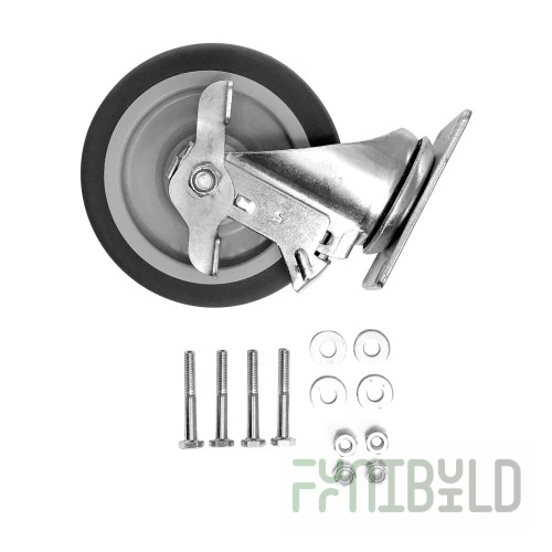 Carlisle IT410CSB00 5 Inch Swivel Caster with Brake Gray Polyurethane
