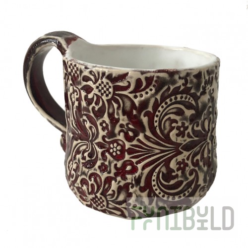 Mug, burgundy painting