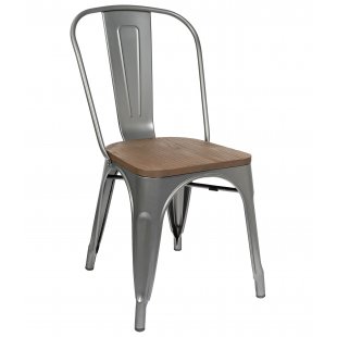 Chair Tolix Wood Silver Matte