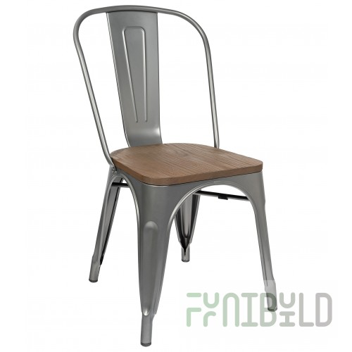 Chair Tolix Wood Silver Matte