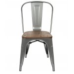Chair Tolix Wood Silver Matte