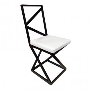 Loft chair, black frame, white eco-leather