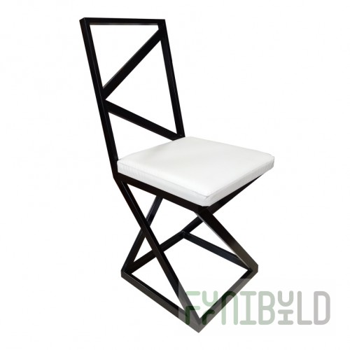 Loft chair, black frame, white eco-leather