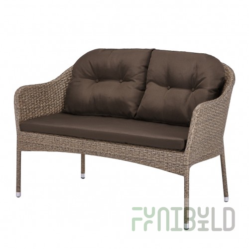 Glassan artificial rattan wicker sofa, light brown