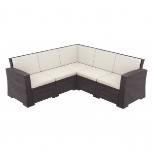 Sofa plastic wicker corner with cushions Monaco Lounge Corner brown