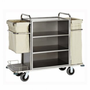 Maid trolley with shelves and 2 bags