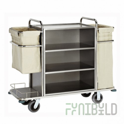 Maid trolley with shelves and 2 bags
