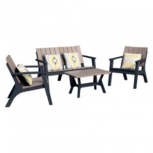 Plastic furniture set LOFT 4 beige/dark gray