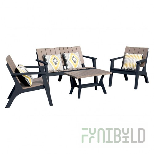 Plastic furniture set LOFT 4 beige/dark gray
