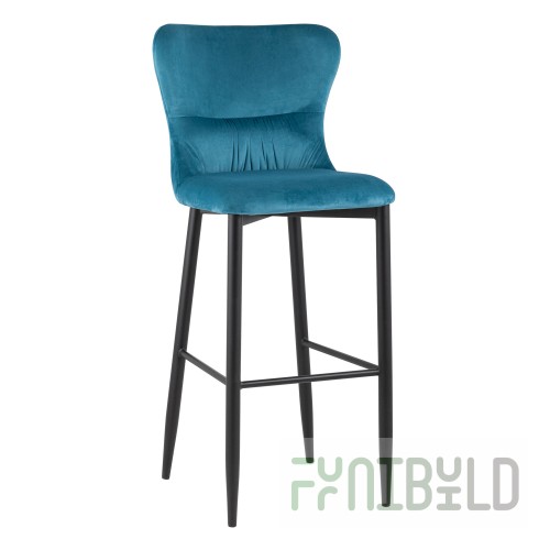 Bar stool Lillian, velvet dark turquoise