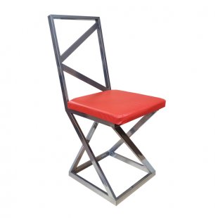 Loft chair, chrome frame, red eco-leather