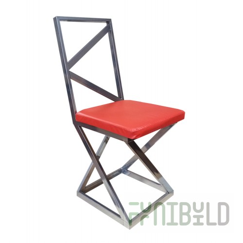 Loft chair, chrome frame, red eco-leather