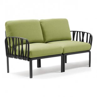 Plastic sofa with cushions Komodo 2, frame color anthracite, upholstery avocado