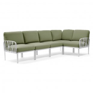 Plastic sofa with cushions Komodo 5 white/jungle