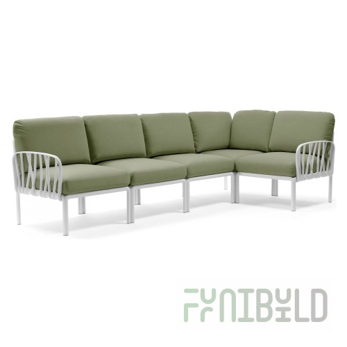 Plastic sofa with cushions Komodo 5 white/jungle
