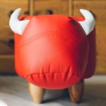 Pouf Bychok, red, without box and lid
