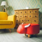 Pouf Bychok, red, without box and lid