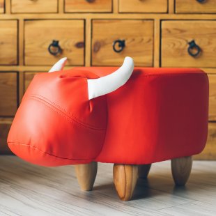 Pouf Bychok, red, without box and lid