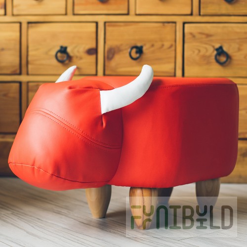 Pouf Bychok, red, without box and lid