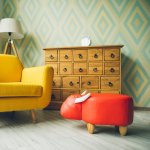Pouf Bychok, red, without box and lid