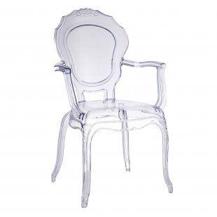 Chair Prince with armrests Transparent, plastic