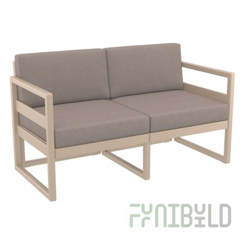 Plastic sofa with cushions Mykonos beige/light brown