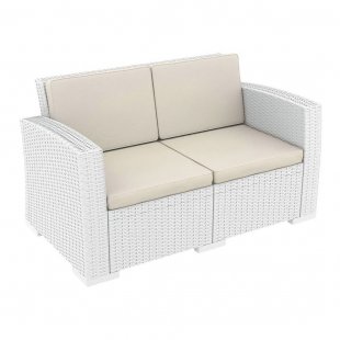 Sofa plastic wicker with cushions Monaco Lounge white
