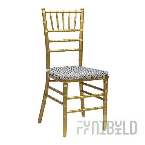 Chiavari chair wooden with colored cushion, Gold