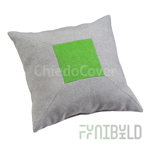 Pillow with green square