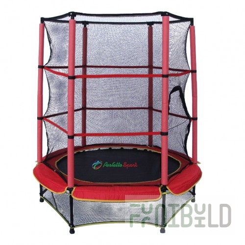 Perfetto Sport 5 frame trampoline with a diameter of 140 centimeters and a net