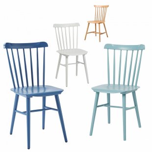Tucker set, 4 chairs blue, light blue, white, beech