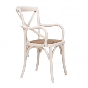 Crossback chair with armrests white