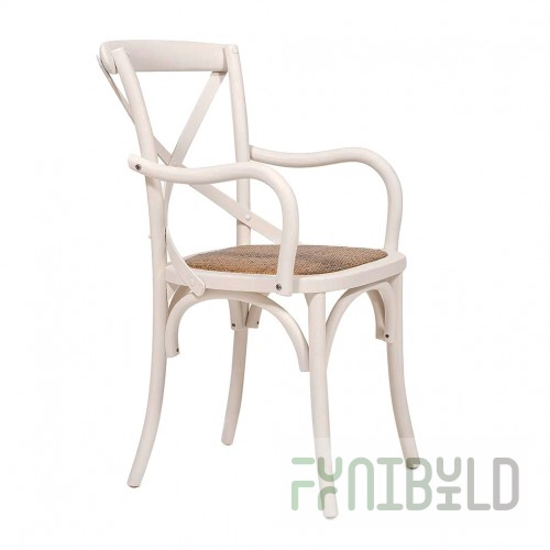 Crossback chair with armrests white