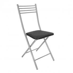 Folding chair with hard back, metal/ black