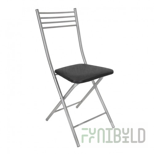 Folding chair with hard back, metal/ black