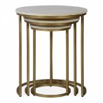 Madison Table x3, White Top, Gold Frame