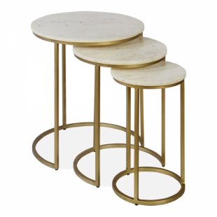 Madison Table x3, White Top, Gold Frame