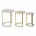 Madison Table x3, White Top, Gold Frame